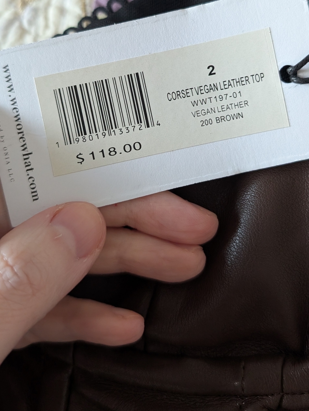 WeWoreWhat Revolve Brown Black Vegan Faux Leather Lace Boning Corset Top 2 NWT - Picture 6 of 6